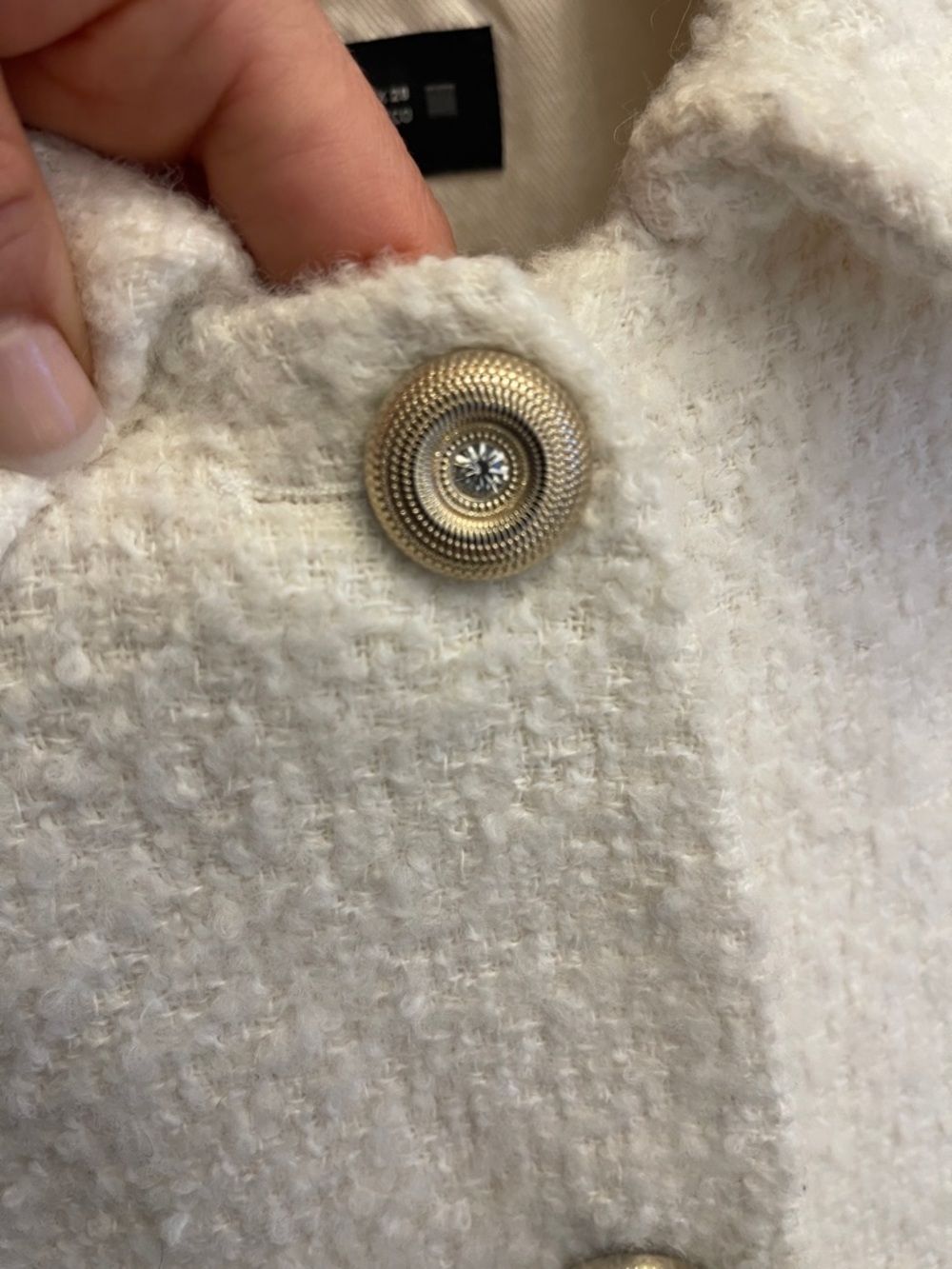 Zara Cream Bouclé Cropped Blazer Jacket - Picture 3 of 4